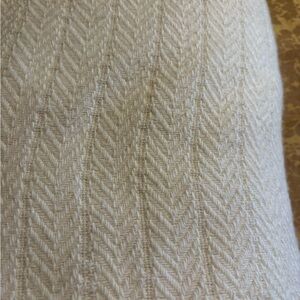 Cream Herringbone Merino Wool Blend Full Size Blanket